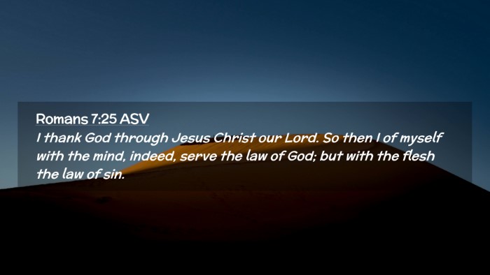 Picture 02 - Romans 7:25 ASV Desktop Wallpaper - I thank God through Jesus Christ our Lord. So - Desktop Bible Verse Wallpaper