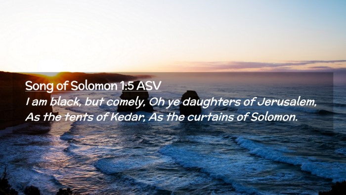Picture 02 - Song of Solomon 1:5 ASV Desktop Wallpaper - I am black, but comely, Oh ye daughters of - Desktop Bible Verse Wallpaper
