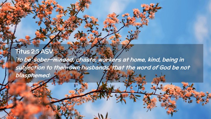 Picture 02 - Titus 2:5 ASV Desktop Wallpaper - `to be' sober-minded, chaste, workers at home, - Desktop Bible Verse Wallpaper