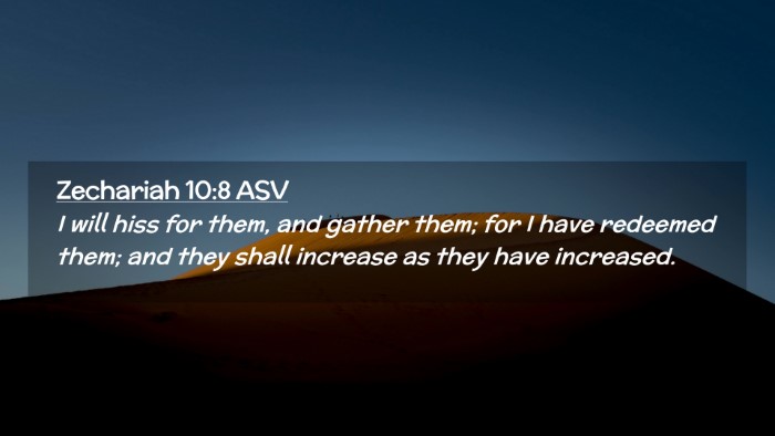 Picture 02 - Zechariah 10:8 ASV Desktop Wallpaper - I will hiss for them, and gather them; for I have - Desktop Bible Verse Wallpaper