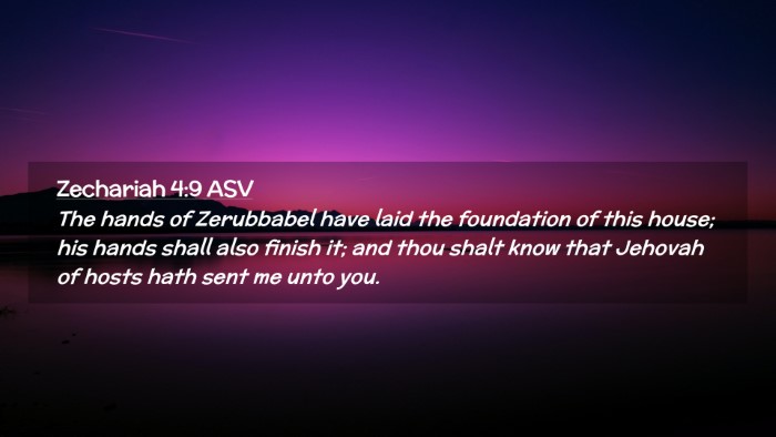 Picture 02 - Zechariah 4:9 ASV Desktop Wallpaper - The hands of Zerubbabel have laid the foundation - Desktop Bible Verse Wallpaper