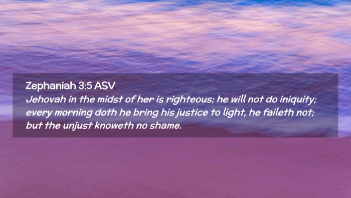 Picture 02 - Zephaniah 3:5 ASV Desktop Wallpaper - Jehovah in the midst of her is righteous; he will - Desktop Bible Verse Wallpaper