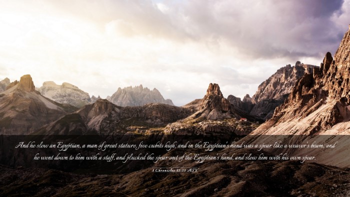 Picture 03 - 1 Chronicles 11:23 ASV Desktop Wallpaper - And he slew an Egyptian, a man of great stature, - Desktop Bible Verse Wallpaper