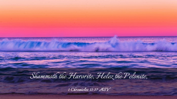 Picture 03 - 1 Chronicles 11:27 ASV Desktop Wallpaper - Shammoth the Harorite, Helez the - Desktop Bible Verse Wallpaper