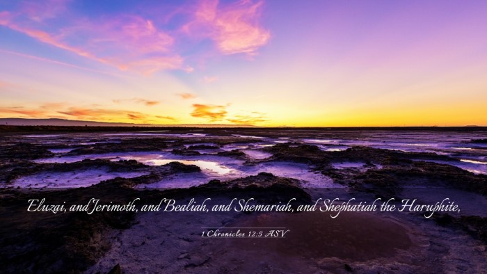 Picture 03 - 1 Chronicles 12:5 ASV Desktop Wallpaper - Eluzai, and Jerimoth, and Bealiah, and Shemariah, - Desktop Bible Verse Wallpaper
