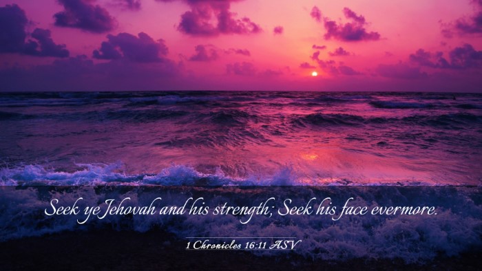 Picture 03 - 1 Chronicles 16:11 ASV Desktop Wallpaper - Seek ye Jehovah and his strength; Seek his face - Desktop Bible Verse Wallpaper