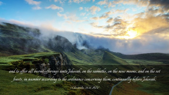 Picture 03 - 1 Chronicles 23:31 ASV Desktop Wallpaper - and to offer all burnt-offerings unto Jehovah, on - Desktop Bible Verse Wallpaper