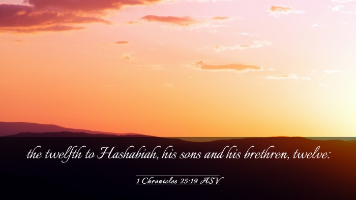 Picture 03 - 1 Chronicles 25:19 ASV Desktop Wallpaper - the twelfth to Hashabiah, his sons and his - Desktop Bible Verse Wallpaper