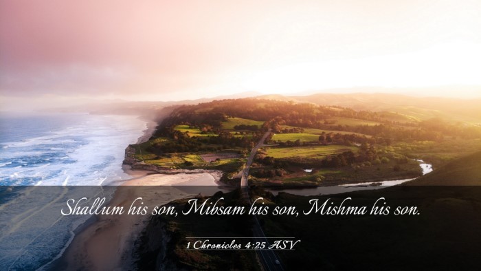 Picture 03 - 1 Chronicles 4:25 ASV Desktop Wallpaper - Shallum his son, Mibsam his son, Mishma his - Desktop Bible Verse Wallpaper