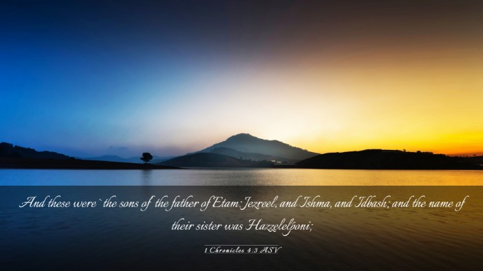 Picture 03 - 1 Chronicles 4:3 ASV Desktop Wallpaper - And these were `the sons of' the father of Etam: - Desktop Bible Verse Wallpaper