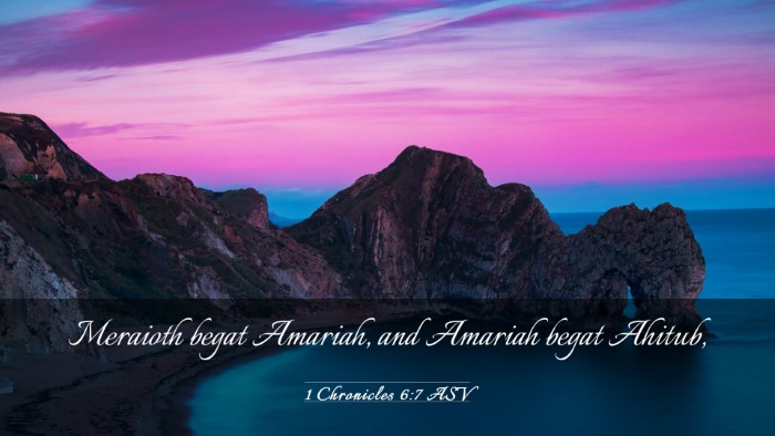 Picture 03 - 1 Chronicles 6:7 ASV Desktop Wallpaper - Meraioth begat Amariah, and Amariah begat - Desktop Bible Verse Wallpaper