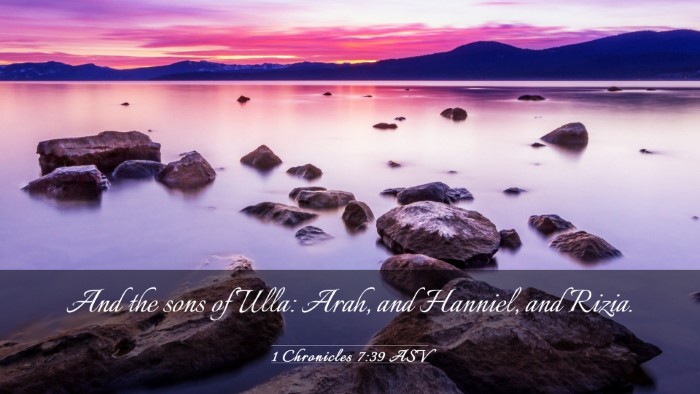 Picture 03 - 1 Chronicles 7:39 ASV Desktop Wallpaper - And the sons of Ulla: Arah, and Hanniel, and - Desktop Bible Verse Wallpaper