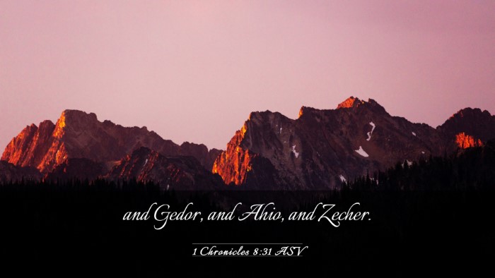 Picture 03 - 1 Chronicles 8:31 ASV Desktop Wallpaper - and Gedor, and Ahio, and - Desktop Bible Verse Wallpaper