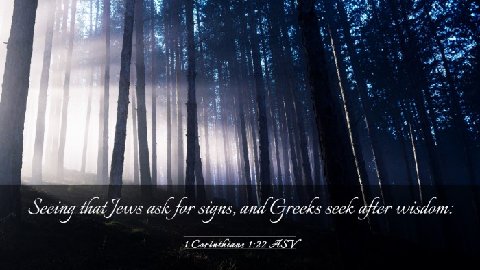 Picture 03 - 1 Corinthians 1:22 ASV Desktop Wallpaper - Seeing that Jews ask for signs, and Greeks seek - Desktop Bible Verse Wallpaper