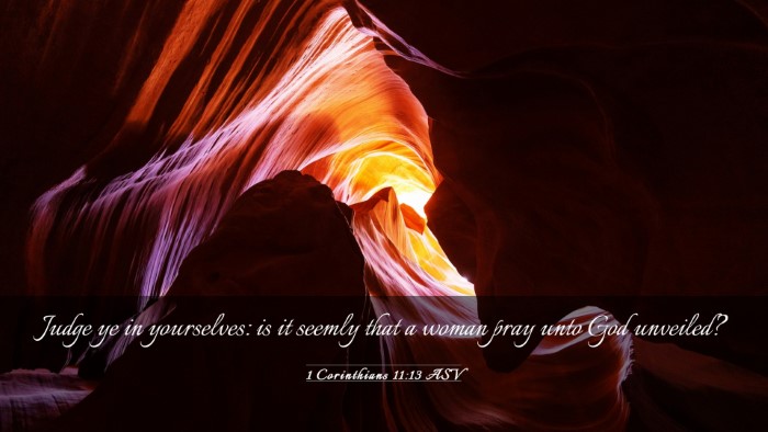 Picture 03 - 1 Corinthians 11:13 ASV Desktop Wallpaper - Judge ye in yourselves: is it seemly that a woman - Desktop Bible Verse Wallpaper