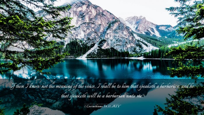 Picture 03 - 1 Corinthians 14:11 ASV Desktop Wallpaper - If then I know not the meaning of the voice, I - Desktop Bible Verse Wallpaper