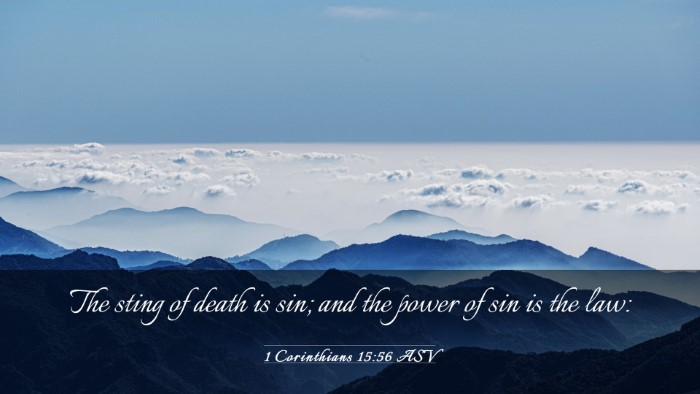 Picture 03 - 1 Corinthians 15:56 ASV Desktop Wallpaper - The sting of death is sin; and the power of sin - Desktop Bible Verse Wallpaper