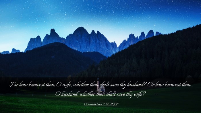 Picture 03 - 1 Corinthians 7:16 ASV Desktop Wallpaper - For how knowest thou, O wife, whether thou shalt - Desktop Bible Verse Wallpaper