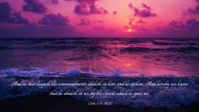 Picture 03 - 1 John 3:24 ASV Desktop Wallpaper - And he that keepeth his commandments abideth in - Desktop Bible Verse Wallpaper