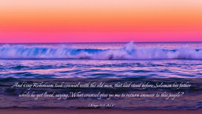 Picture 03 - 1 Kings 12:6 ASV Desktop Wallpaper - And king Rehoboam took counsel with the old men, - Desktop Bible Verse Wallpaper