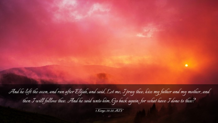 Picture 03 - 1 Kings 19:20 ASV Desktop Wallpaper - And he left the oxen, and ran after Elijah, and - Desktop Bible Verse Wallpaper