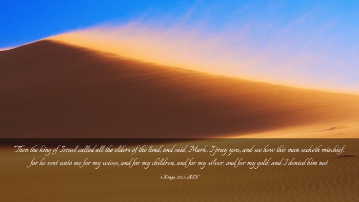 Picture 03 - 1 Kings 20:7 ASV Desktop Wallpaper - Then the king of Israel called all the elders of - Desktop Bible Verse Wallpaper