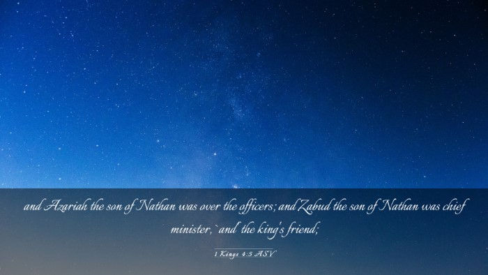 Picture 03 - 1 Kings 4:5 ASV Desktop Wallpaper - and Azariah the son of Nathan was over the - Desktop Bible Verse Wallpaper