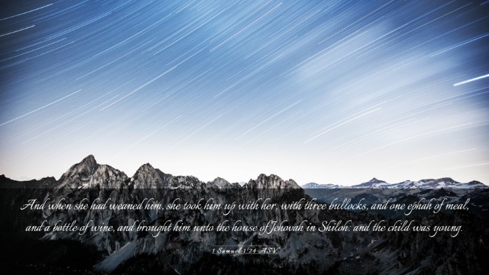 Picture 03 - 1 Samuel 1:24 ASV Desktop Wallpaper - And when she had weaned him, she took him up with - Desktop Bible Verse Wallpaper