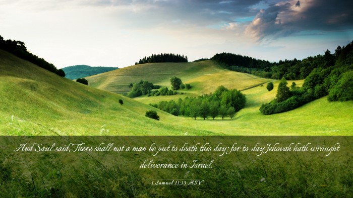 Picture 03 - 1 Samuel 11:13 ASV Desktop Wallpaper - And Saul said, There shall not a man be put to - Desktop Bible Verse Wallpaper