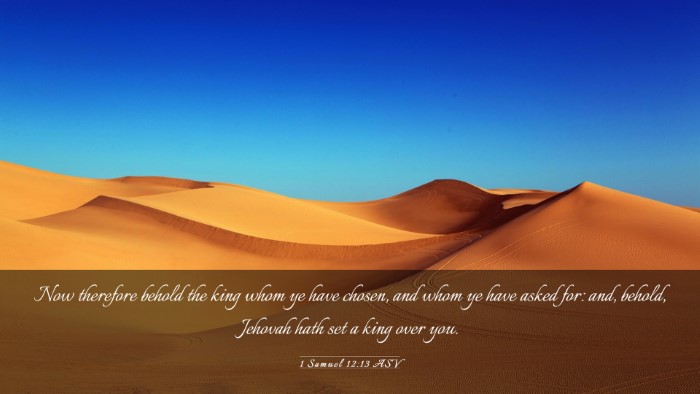 Picture 03 - 1 Samuel 12:13 ASV Desktop Wallpaper - Now therefore behold the king whom ye have - Desktop Bible Verse Wallpaper