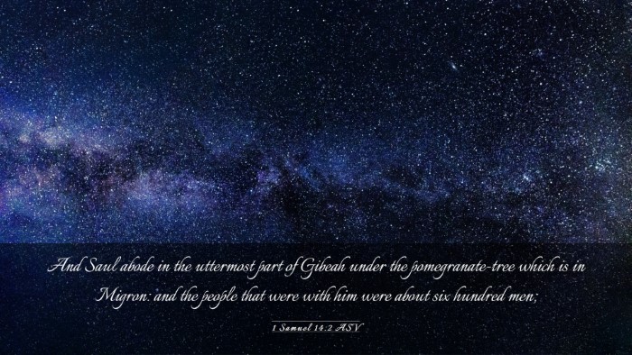 Picture 03 - 1 Samuel 14:2 ASV Desktop Wallpaper - And Saul abode in the uttermost part of Gibeah - Desktop Bible Verse Wallpaper