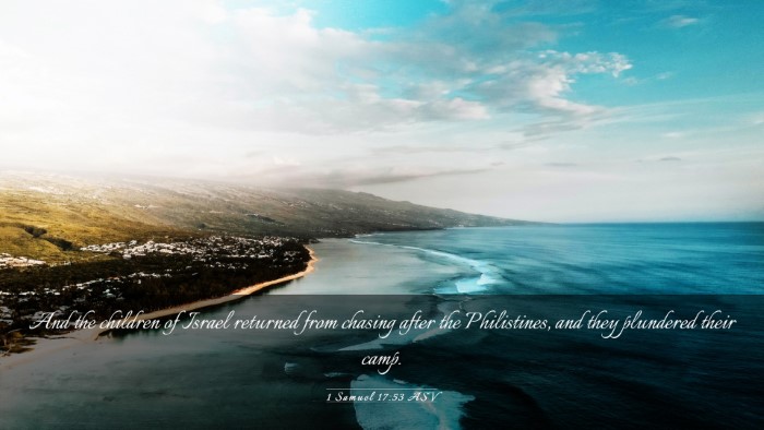 Picture 03 - 1 Samuel 17:53 ASV Desktop Wallpaper - And the children of Israel returned from chasing - Desktop Bible Verse Wallpaper