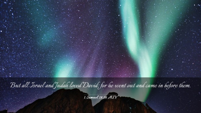 Picture 03 - 1 Samuel 18:16 ASV Desktop Wallpaper - But all Israel and Judah loved David; for he went - Desktop Bible Verse Wallpaper