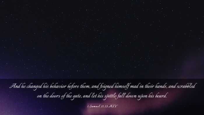 Picture 03 - 1 Samuel 21:13 ASV Desktop Wallpaper - And he changed his behavior before them, and - Desktop Bible Verse Wallpaper
