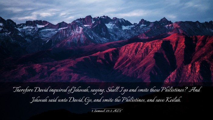 Picture 03 - 1 Samuel 23:2 ASV Desktop Wallpaper - Therefore David inquired of Jehovah, saying, - Desktop Bible Verse Wallpaper