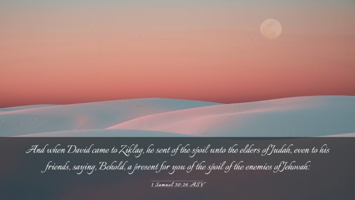 Picture 03 - 1 Samuel 30:26 ASV Desktop Wallpaper - And when David came to Ziklag, he sent of the - Desktop Bible Verse Wallpaper