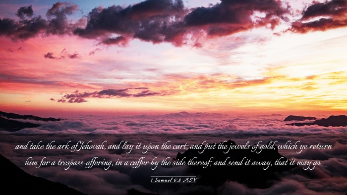 Picture 03 - 1 Samuel 6:8 ASV Desktop Wallpaper - and take the ark of Jehovah, and lay it upon the - Desktop Bible Verse Wallpaper
