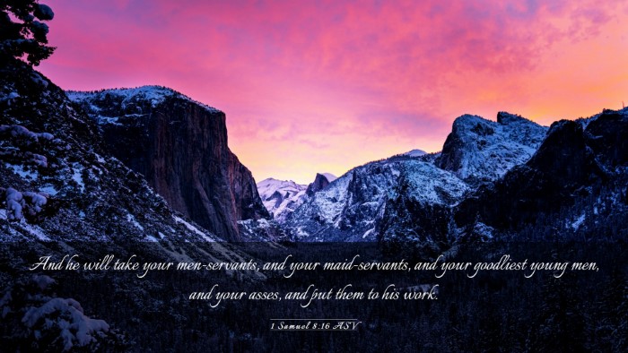 Picture 03 - 1 Samuel 8:16 ASV Desktop Wallpaper - And he will take your men-servants, and your - Desktop Bible Verse Wallpaper