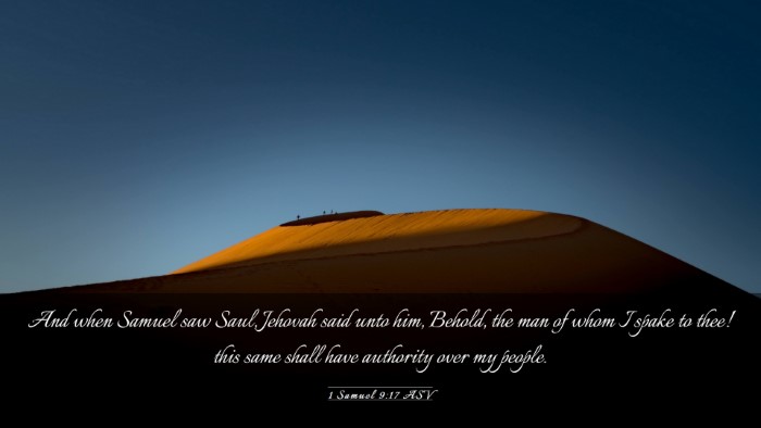 Picture 03 - 1 Samuel 9:17 ASV Desktop Wallpaper - And when Samuel saw Saul, Jehovah said unto him, - Desktop Bible Verse Wallpaper