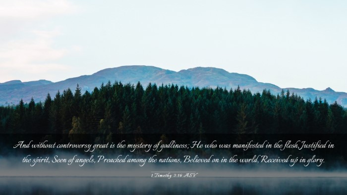 Picture 03 - 1 Timothy 3:16 ASV Desktop Wallpaper - And without controversy great is the mystery of - Desktop Bible Verse Wallpaper