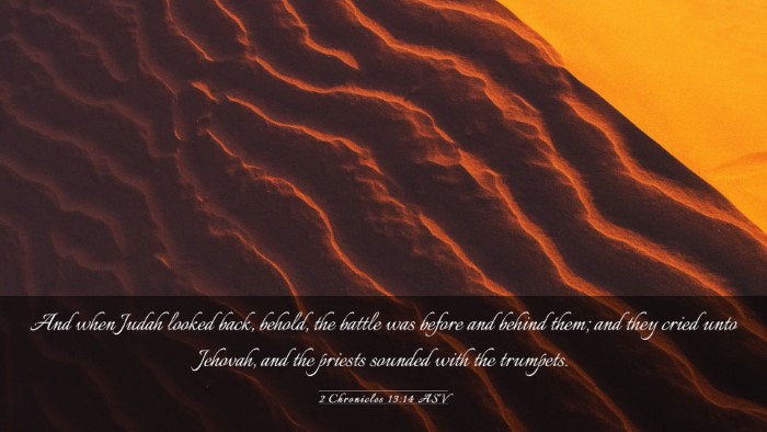 Picture 03 - 2 Chronicles 13:14 ASV Desktop Wallpaper - And when Judah looked back, behold, the battle - Desktop Bible Verse Wallpaper