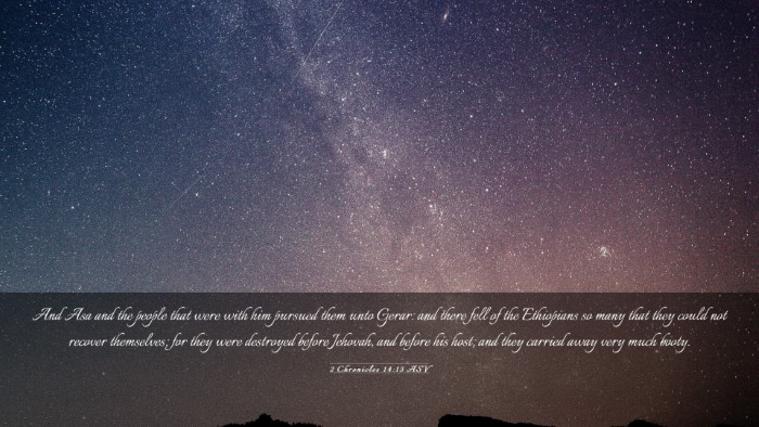 Picture 03 - 2 Chronicles 14:13 ASV Desktop Wallpaper - And Asa and the people that were with him pursued - Desktop Bible Verse Wallpaper