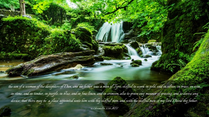 Picture 03 - 2 Chronicles 2:14 ASV Desktop Wallpaper - the son of a woman of the daughters of Dan; and - Desktop Bible Verse Wallpaper