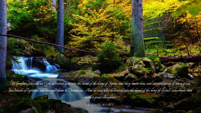 Picture 03 - 2 Chronicles 28:5 ASV Desktop Wallpaper - Wherefore Jehovah his God delivered him into the - Desktop Bible Verse Wallpaper