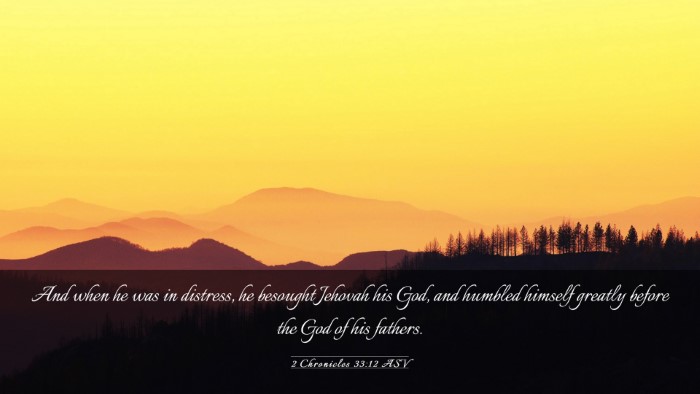 Picture 03 - 2 Chronicles 33:12 ASV Desktop Wallpaper - And when he was in distress, he besought Jehovah - Desktop Bible Verse Wallpaper