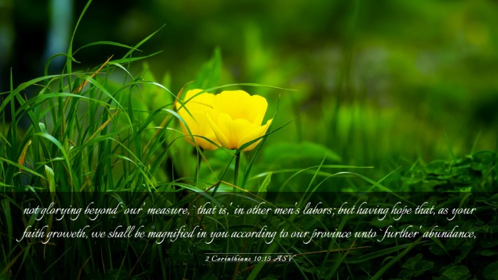 Picture 03 - 2 Corinthians 10:15 ASV Desktop Wallpaper - not glorying beyond `our' measure, `that is,' in - Desktop Bible Verse Wallpaper
