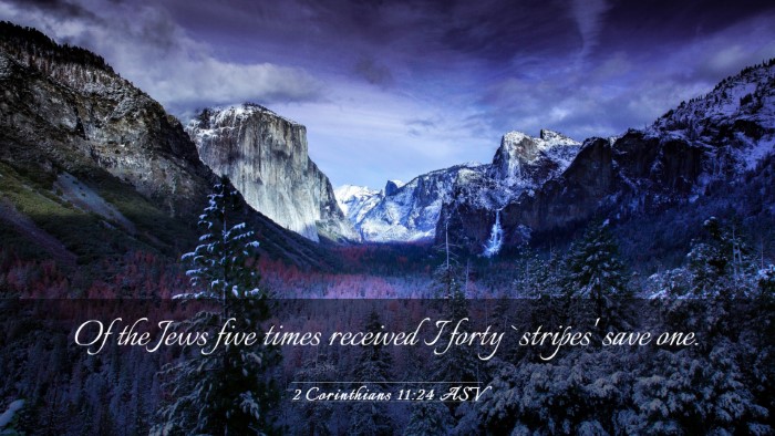 Picture 03 - 2 Corinthians 11:24 ASV Desktop Wallpaper - Of the Jews five times received I forty `stripes' - Desktop Bible Verse Wallpaper