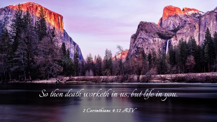 Picture 03 - 2 Corinthians 4:12 ASV Desktop Wallpaper - So then death worketh in us, but life in - Desktop Bible Verse Wallpaper
