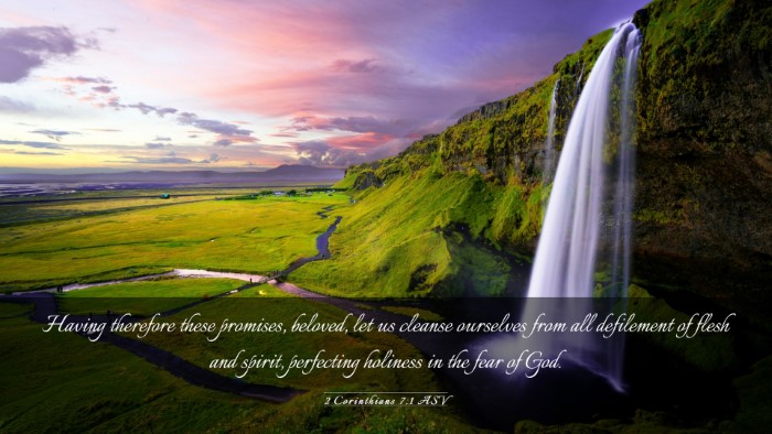 Picture 03 - 2 Corinthians 7:1 ASV Desktop Wallpaper - Having therefore these promises, beloved, let us - Desktop Bible Verse Wallpaper