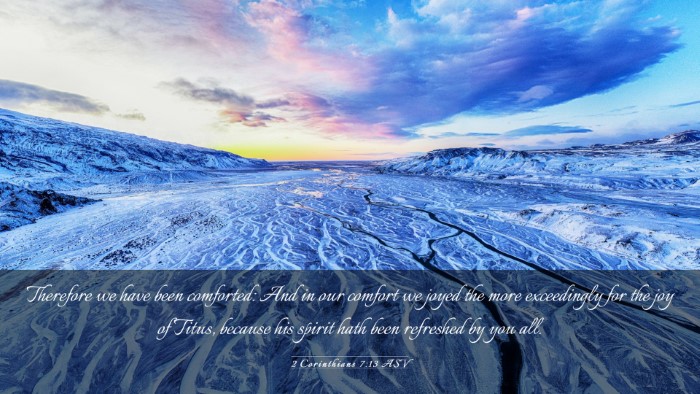 Picture 03 - 2 Corinthians 7:13 ASV Desktop Wallpaper - Therefore we have been comforted: And in our - Desktop Bible Verse Wallpaper